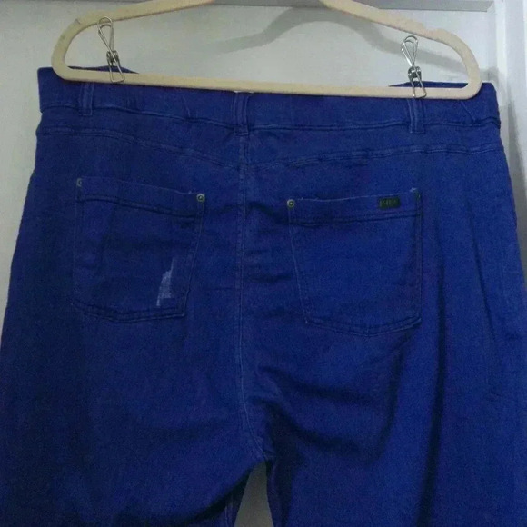 Hue Deep Ultramarine Skimmer Ripped Denim Hi-Rise Leggings / Size 20W - Picture 10 of 16